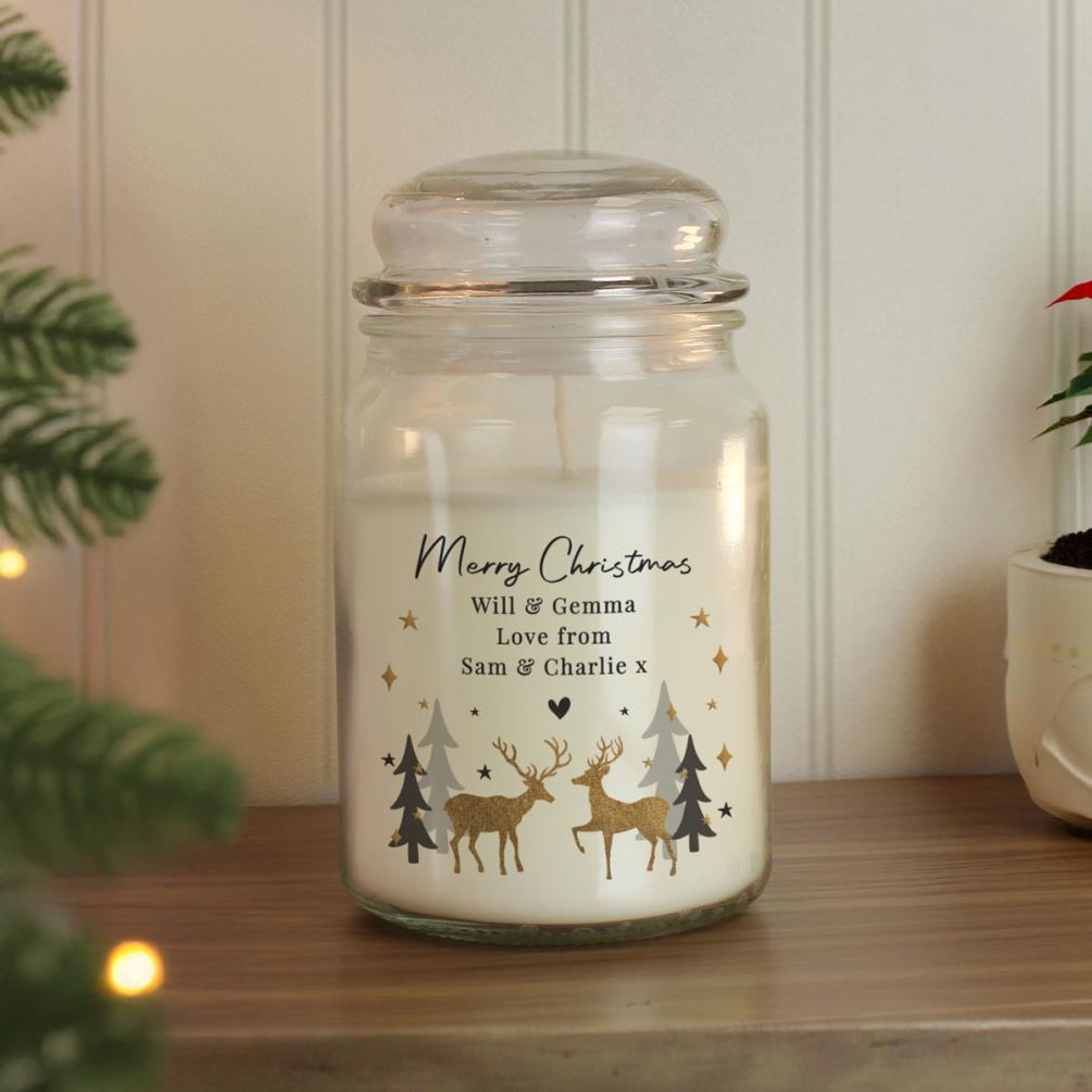 Personalised Christmas Reindeer Large Jar Candle Extra Image 1
